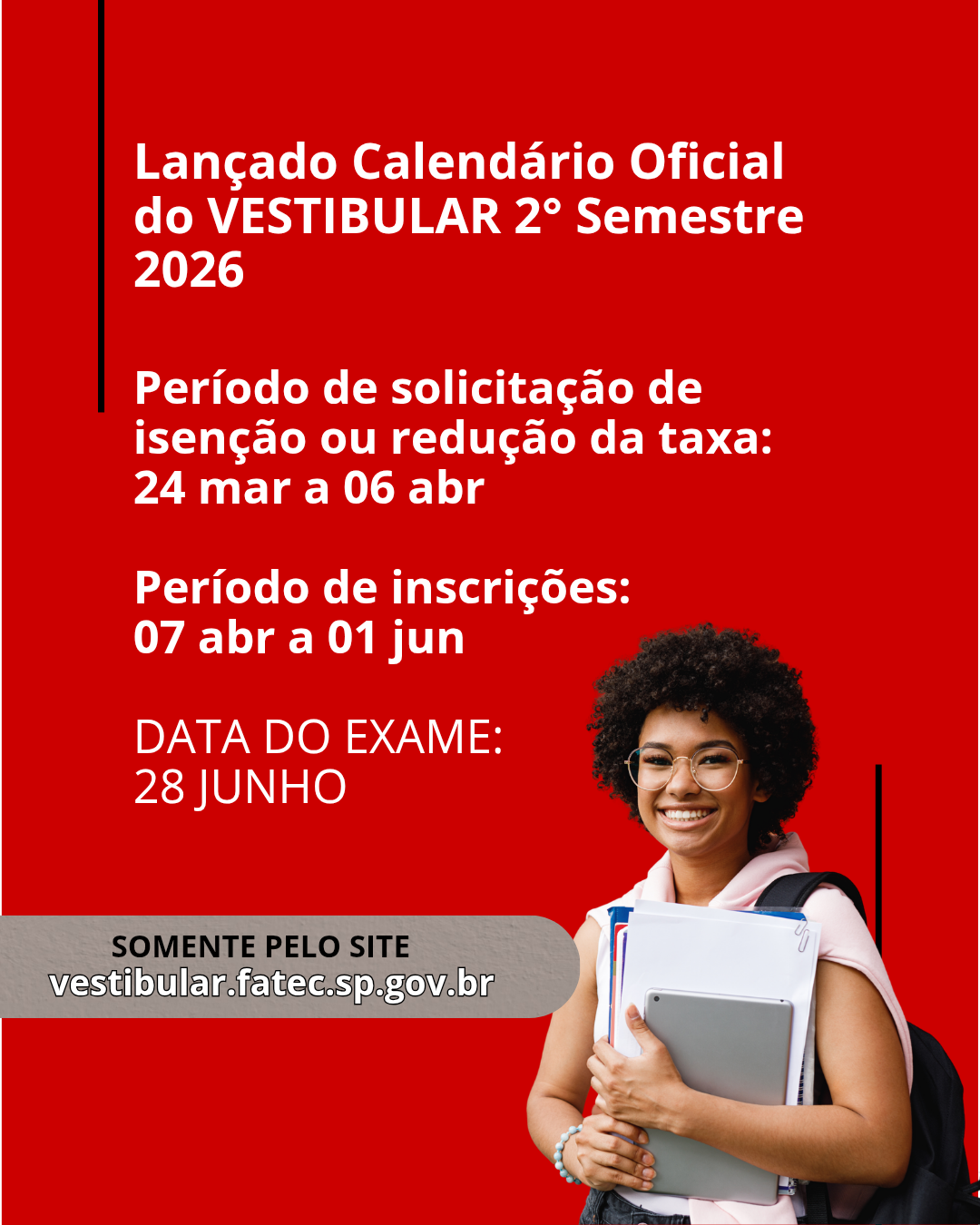 Lançado Calendário Oficial Vestibular 2° Semestre 